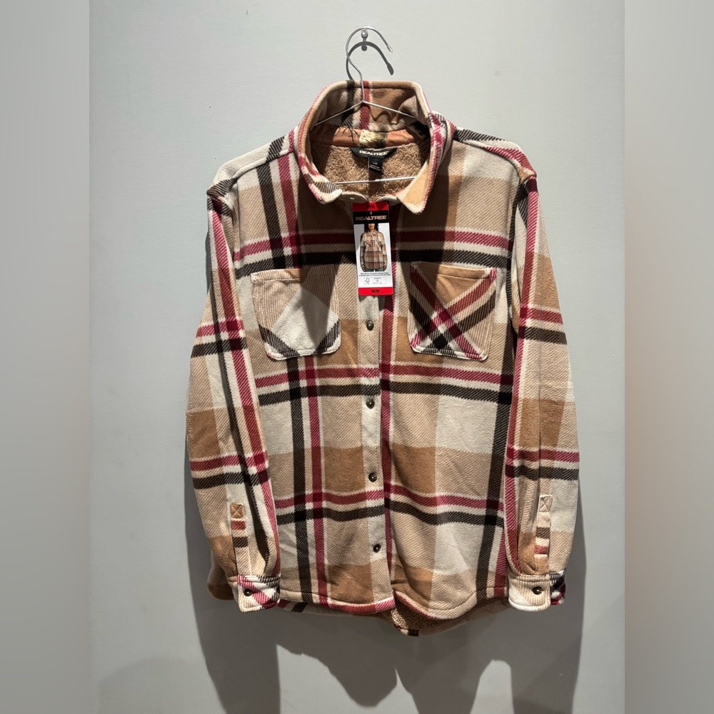 Real Tree Button Up Teddy Fleece Jacket